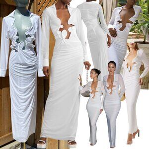 christopher esber resin linked shirt dress Christopher Esber | Dresses | Christopher Esber Resin Link Shirt Dress With Cut Outs In Front